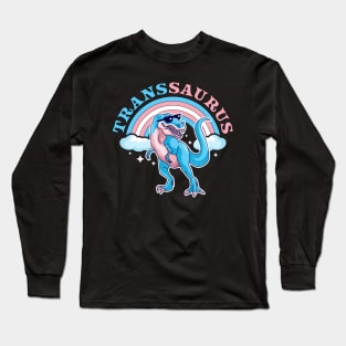 Transgender Dinosaur Transsaurus Trans Pride LGBT Pride Flag Long Sleeve T-Shirt